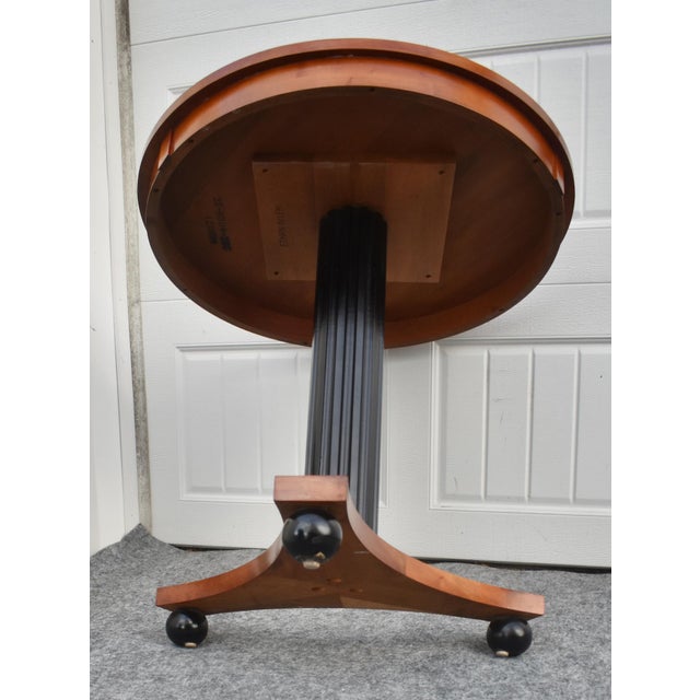 Ethan Allen Black Cherry Round Pedestal Accent Table Biedermeier Empire Style For Sale - Image 14 of 16