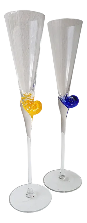 Champagne Flutes by Murano, 1980, Set of 2