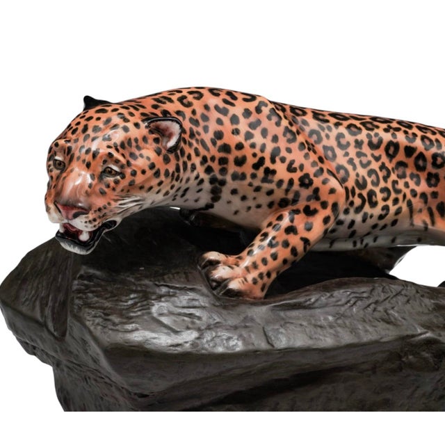 Royal Doulton Mid 20th Century Pair of Charles J. Noke for Royal Doulton "Leopard on a Rock" Porcelain Figures For Sale - Image 4 of 9