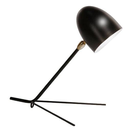 Mid-Century Modern Black Cocotte Table Lamp in Aluminum, Brass and Steel by Serge Mouille For Sale