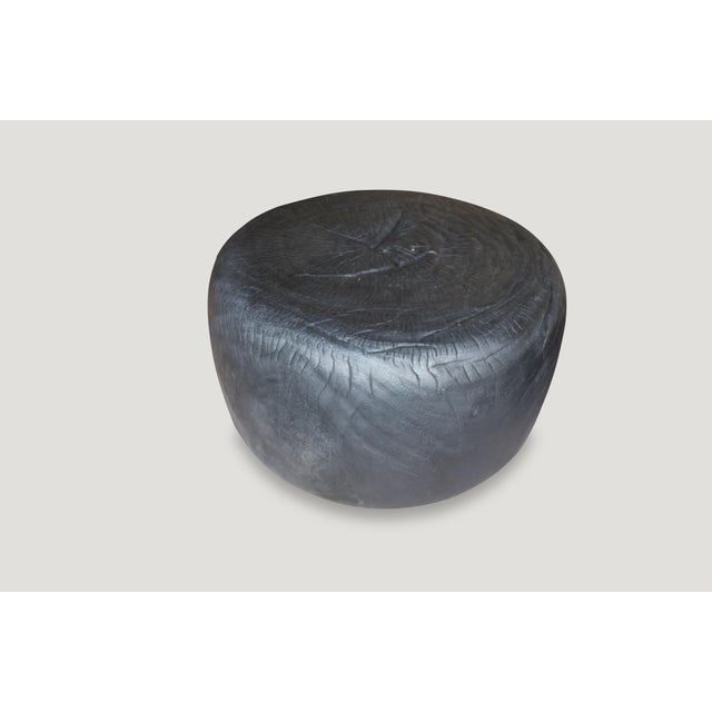 Contemporary Andrianna Shamaris Charred Suar Wood Drum Coffee Table For Sale - Image 3 of 5