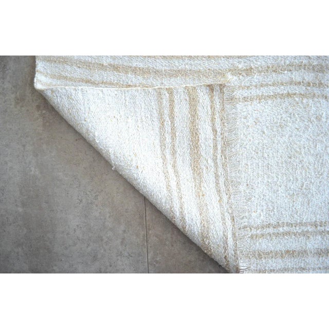 Antique White Vintage Rug Natural Stripe Turkish Sisal Hemp Kilim Rug - 3′10″ × 6′3″ For Sale - Image 8 of 9