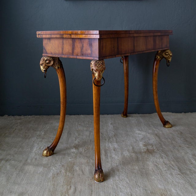 Giltwood Rams Head Hoofed Saber Leg Console Games Table For Sale - Image 9 of 18