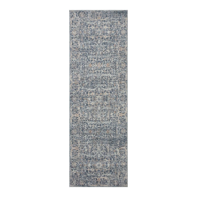 Angela Rose x Loloi Blake Rug Denim / Taupe 2'-7" x 13' Runner Rug For Sale