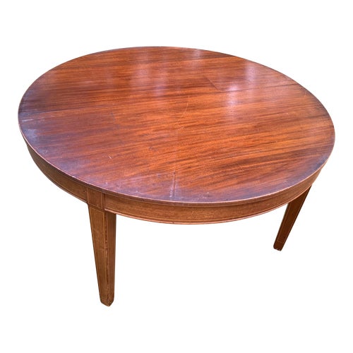 54” Inlaid Hepplewhite Dining Table Round Imperial Vintage