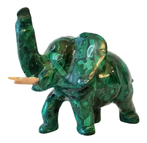 Large Carved Malachite Elephant Sculpture