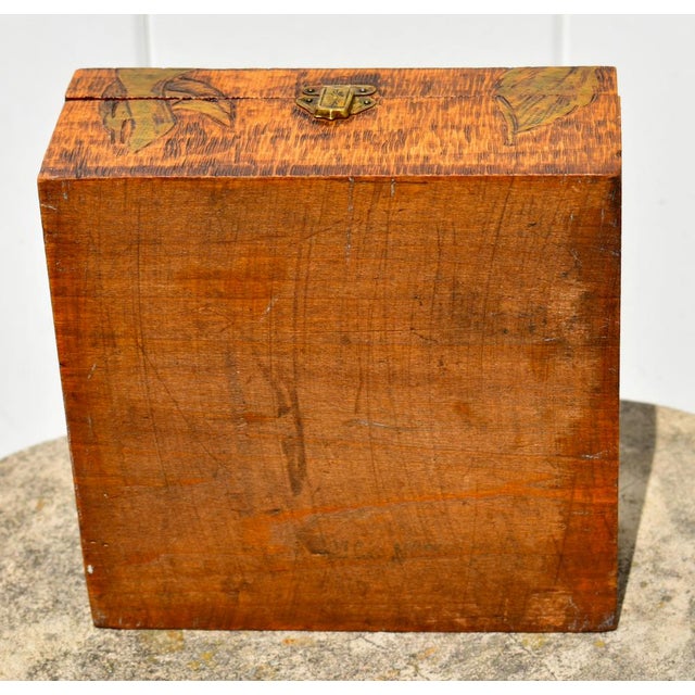 Vintage Pyrography Carved Lidded Box W/Leaves & Fruit For Sale - Image 13 of 13