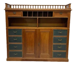 Dutch Oak Notary Cabinet, 1900s
