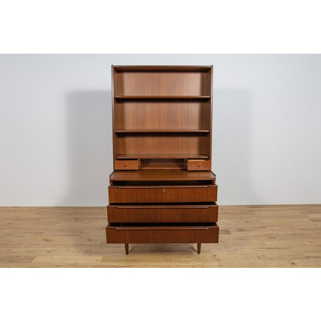 Brown Mid-Century Teak Shelf with Pull-Out Top, Denmark, 1960s For Sale - Image 8 of 18