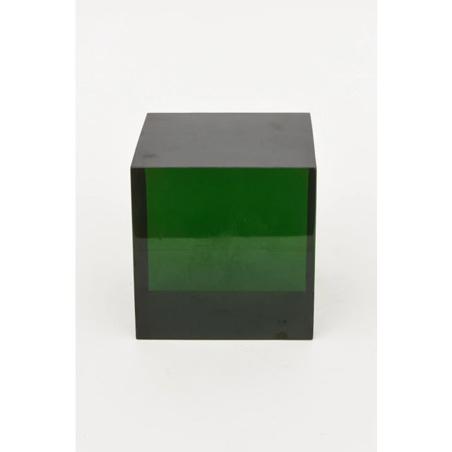 Transparent Vintage Pebbled Textured Transparent Lucite Sculpture on Green Lucite Base, 1980's For Sale - Image 8 of 12