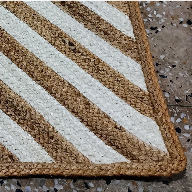 Not Yet Made - Made To Order Handwoven Natural Jute Geometric Chevron Doormat Rug For Sale - Image 5 of 9