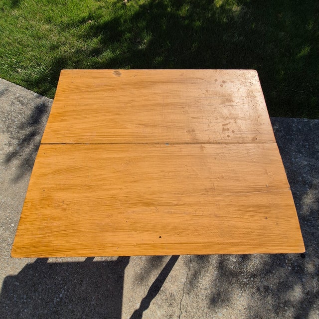 Antique Primitive Mustard Painted Tall Wood Side Table Foyer Table Desk For Sale - Image 4 of 9