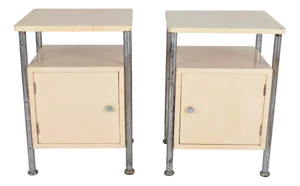 Bauhaus Nightstands in Tubular Steel and Walnut from Vichr, 1930s, Set of 2