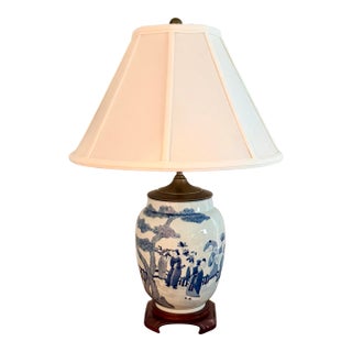 Blue and White Antique Chinese Porcelain Vase Made to Lamp For Sale