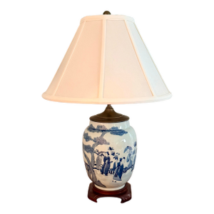 Blue and White Antique Chinese Porcelain Vase Made to Lamp