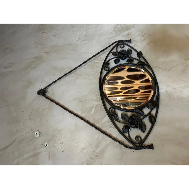 Art Deco Mirror in Wrought Iron, 1930 For Sale - Image 7 of 7