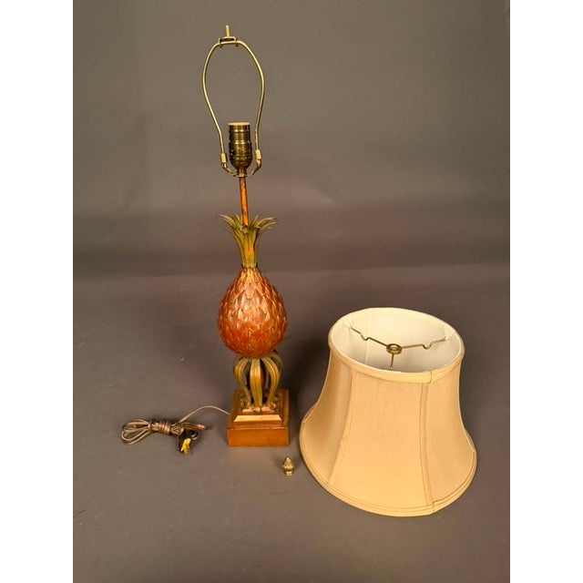 Early 20th Century French Pineapple Motif Table Lamp in Wood, Brass & Steel, Circa 1920 For Sale - Image 9 of 11