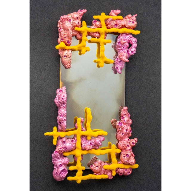 Chris Schanck (American, b. 1975) "Bloom" Mirror, 2018, steel, aluminum, polystyrene, nylon fiber, and resin in pink and...