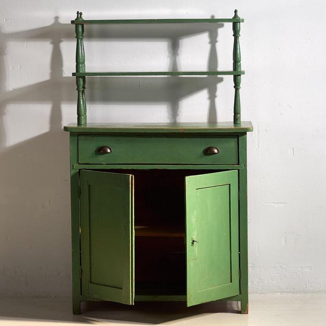 Antique Emerald Green Kitchen Cabinet, 1920s For Sale - Image 13 of 18