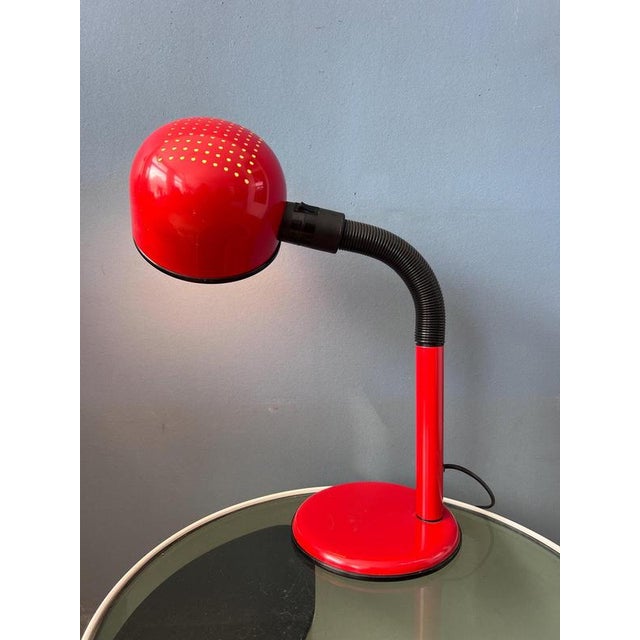 Metal Mid-Century Space Age Flexible Red Table Lamp For Sale - Image 7 of 13
