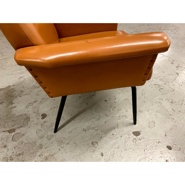 Mid-Century Modern 1960s Brown Leather Armchair "Sky" For Sale - Image 3 of 9