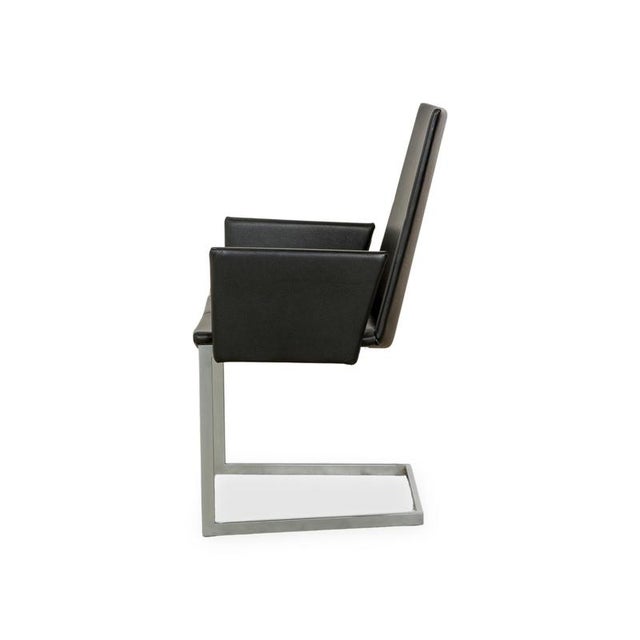 Cantilever Chairs in Black Leather from KFF, Set of 4 For Sale - Image 5 of 6