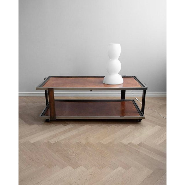 1970s Italian Veneer Coffee or Side Table on Wheels, 1970s For Sale - Image 5 of 10