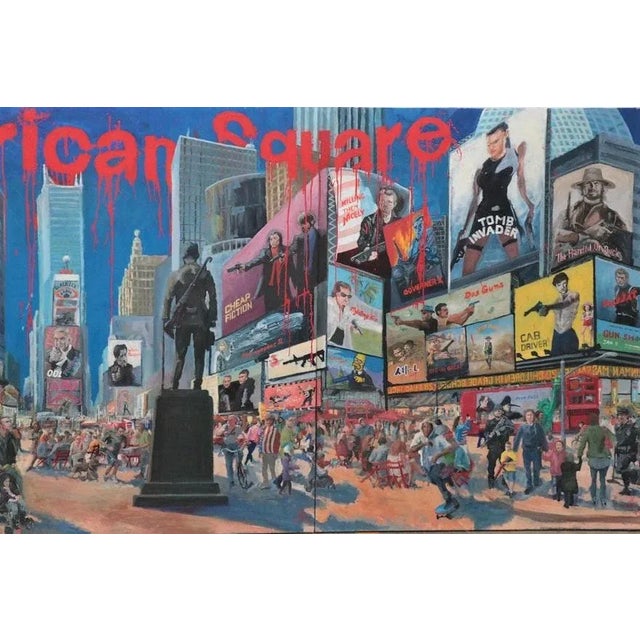 Large Kazuo “Kaz” Ooka Times Square Painting - 3 Part Painting Triptych For Sale - Image 4 of 13