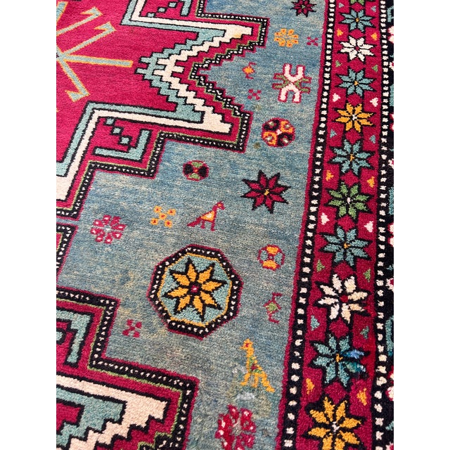 Teal Caucasian Shirvan Lesghi Star Hand-Knotted Wool Rug - 5'3" X 9'6" For Sale - Image 4 of 10