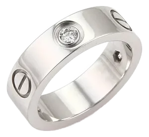 Cartier Love 3 Diamond 18k White Gold 5.5mm Band Ring W/Cert Size 5 - Rt. $4,400