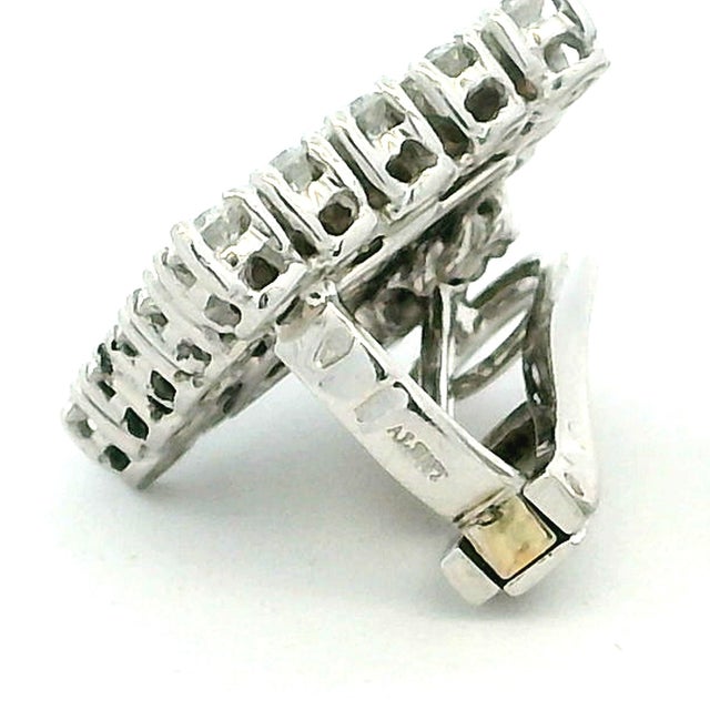 1990s Pair of Italian 18k White Gold 5 Carat Diamond Pavé Cluster Earrings For Sale - Image 9 of 18