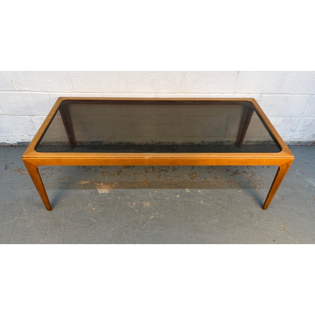 Mid-Century Modern Mid 20th Century Rectangular Smoked Glass Coffee Table For Sale - Image 3 of 13