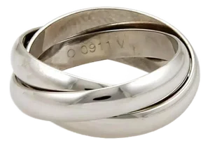 Cartier Trinity 18k White Gold Rolling Band Ring W/Paper - Size 5.5