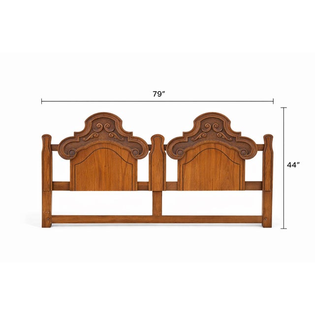 1970s Colonial Revival Full Bedroom Set With Dresser, Mirror, Tall Chest & Nightstands For Sale - Image 11 of 11