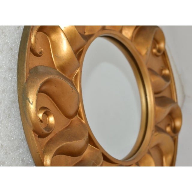 Set of 2 Vintage Round Bohemian Sunburst Wall Mirror Distressed Gold Finish For Sale - Image 11 of 12