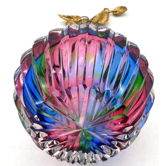 Mid 20th Century Hollywood Regency Jeweled Rainbow Cut Crystal Atomizer Perfume Bottle, Bohemia For Sale - Image 5 of 18