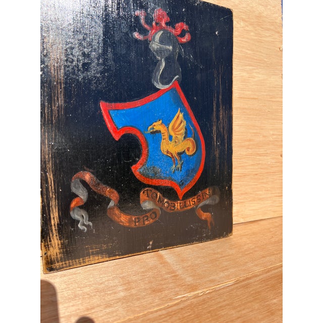 Black Baroque Style Oil on Wood Coat of Arms Painting Panels of Noble Italian Family After an Antique, 3 Pieces For Sale - Image 8 of 13