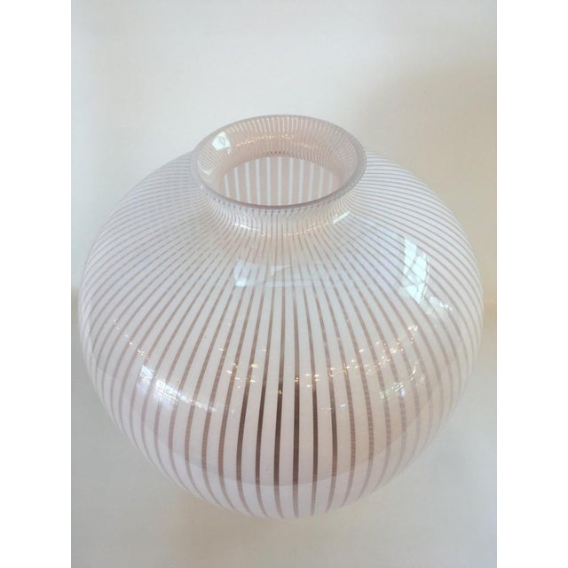 Stunning white & pink vase in filigree made by Franco Valmarana fo Vetrarti. Stunning vase in white filigree made by...