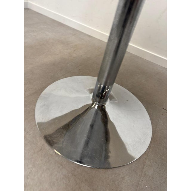Glass Vintage Round Chrome and Glass Table For Sale - Image 7 of 8
