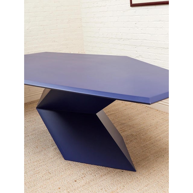 Don Shoemaker Rare 1970’s Origami Dining Table by Don S. Shoemaker in Blue For Sale - Image 4 of 12