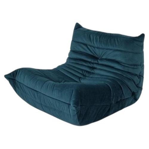 Togo Lounge Chair in Teal Velvet by Michel Ducaroy for Ligne Roset For Sale - Image 3 of 6