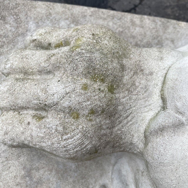 Vintage Large Concrete Lion Statue With Roaring Expression Chairish