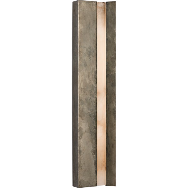 Austera 32" Sconce in Mottled Pewter with Alabaster Designer: Anne-Marie Barton Finish: Mottled Pewter Height: 32" Width:...
