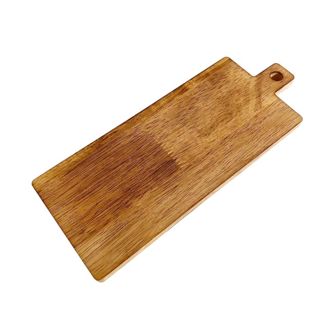 1980s Mini Wooden Charcuterie Board With Handle | Mid-Century Modern Boho Neutral Wood Home For Sale - Image 4 of 4