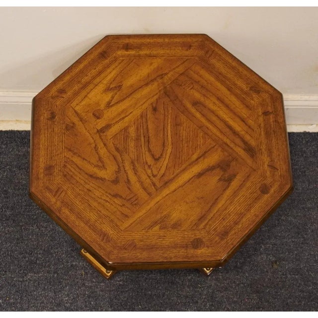 Gordon Furniture Co. Gordon's Furniture Banded Walnut Rustic European Style 21" Octagonal Accent End Table For Sale - Image 4 of 10