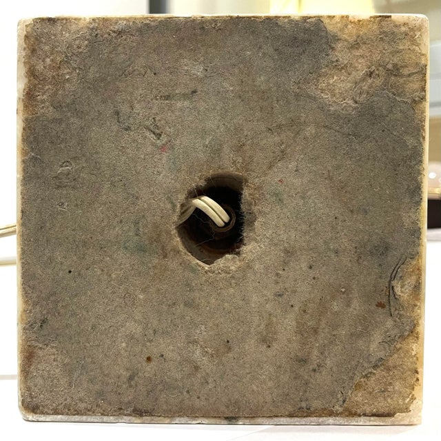 1950's Carved Alabaster Column Table Lamps - Pair For Sale - Image 11 of 12