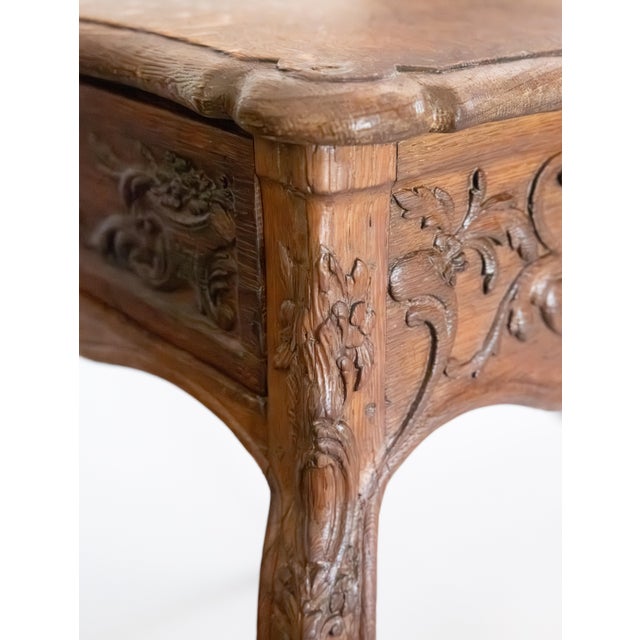 19th Century French Carved Oak Side Table With Drawer For Sale - Image 9 of 12