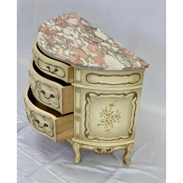 Vintage French Pink & White Marble Top Demilune Chest Chairish