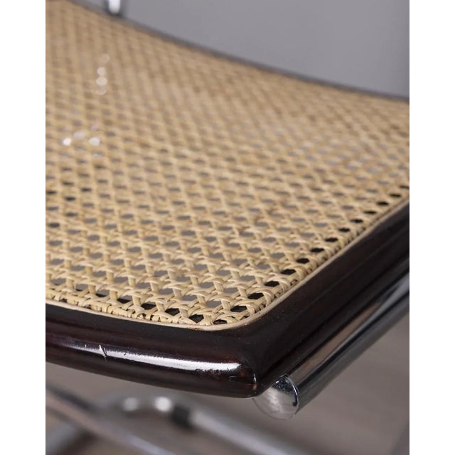 Metal Vintage Italian Chrome Metal and Vienna Straw Chairs, 1960s, Set of 4 For Sale - Image 7 of 11