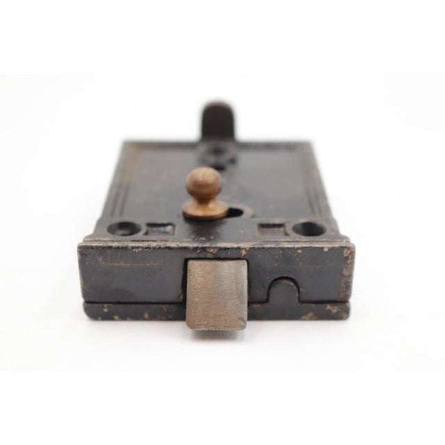 Antique 3.625 In. Reading Cast Iron Surface Mount Door Rim Lock For Sale - Image 4 of 9